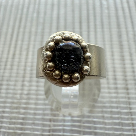 Artisan Blue Galaxy Dichroic Glass & Fine Silver Ring – Size 5 - Picture 10 of 11